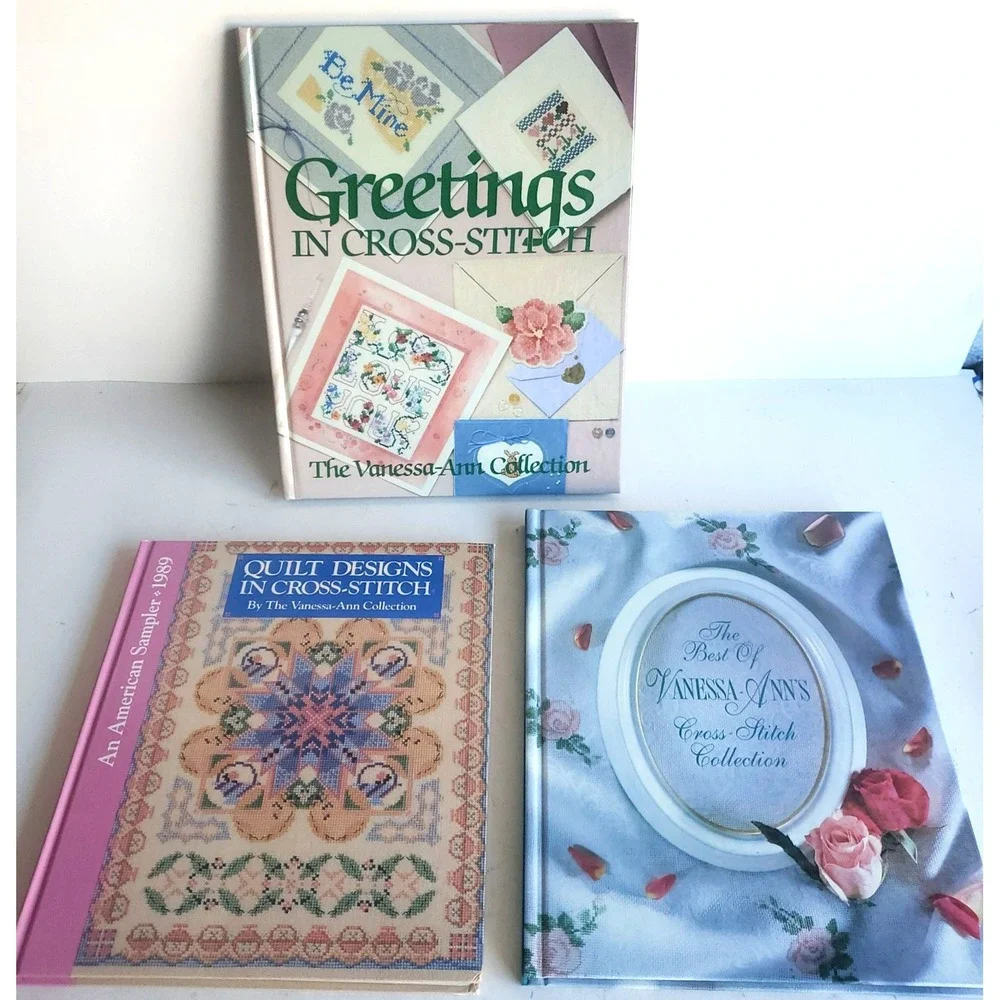 Lot of 3 HB The Best of Vanessa Ann Cross-Stitch Collection Greetings Quilt NOS